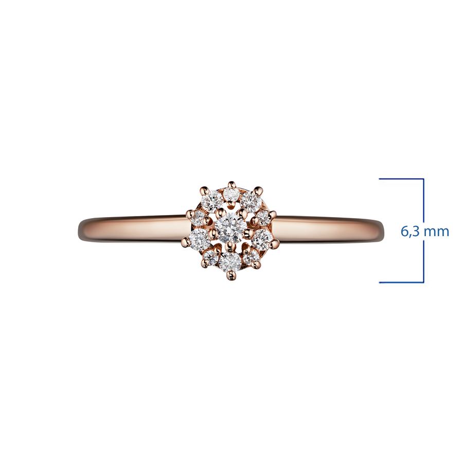 Классическое кольцо из красного золота с бриллиантами э0201кц07191000 — фото 3
