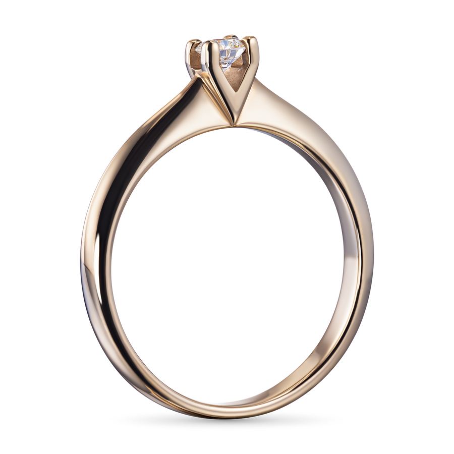 Классическое кольцо из красного золота с бриллиантом э0201кц04091200 — фото 4