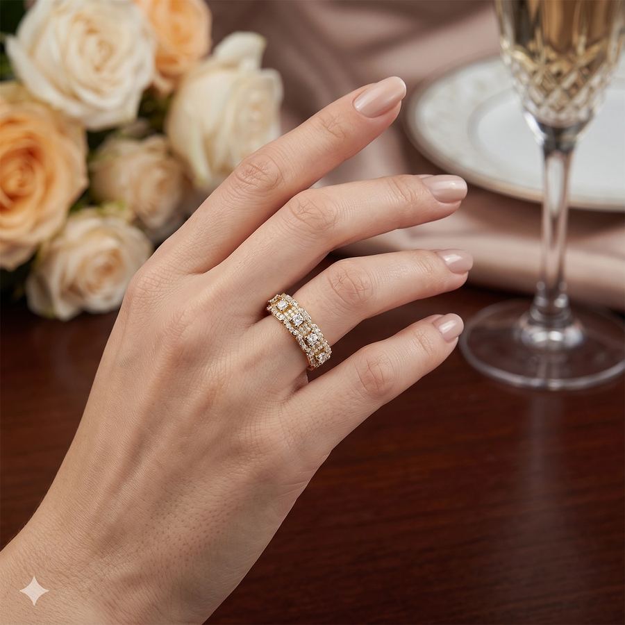 Классическое кольцо из желтого золота с бриллиантами э0301кц02210908 — фото 4
