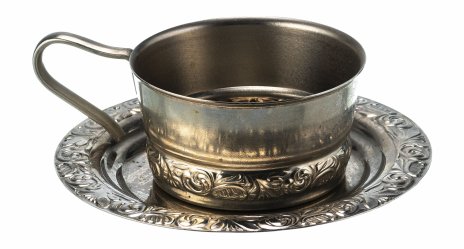 Подстаканник с блюдцем, мельхиор